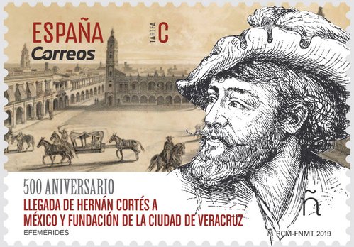 2019-04-22. Efemérides. 500 Aniversario llegada de Hernán Cortés a México y Fundación de la ciudad de Veracruz. Boceto. Baja.jpg