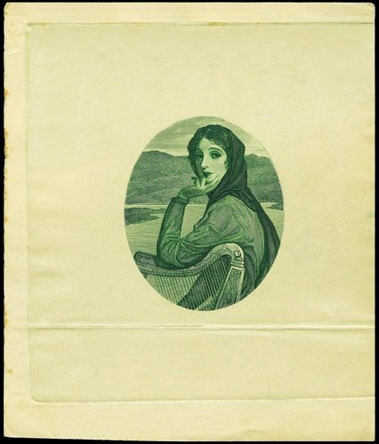 Aunque por razones de diseño del billete, el grabador dispuso finalmente en espejo la pintura de John Lavery, giramos el grabado de John A. C. Harrison para una mejor comparación con el retrato original