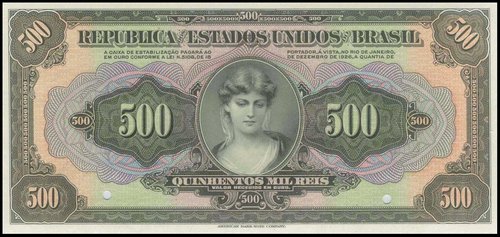 Billete brasileño de los años veinte del siglo pasado con la bella hilandera grabada por Sukeichi Oyama
