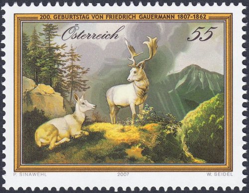 Austria, 2007, 200 aniversario del nacimiento de Friedrich Gauermann. Diseño de Peter Sinawehl y grabado de Wolfgang Seidel. Huecograbado y calcografía