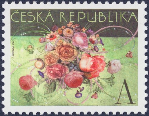Sello emitido por la República Checa en 2016 diseñado por Marina Richterová. Offset
