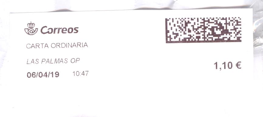Etiqueta térmica digital. Nueva. Las Palmas OP. Carta ordinaria. 2019-04-06. 10.47. 4,1x10. 1,10 euros.jpeg