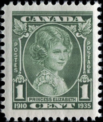 Canadá, 1935, Princesa Isabel de Reino Unido. Sello diseñado por Herman H. Schwartz, partiendo de la fotografía adjunta de Marcus Adams. William Jung y William F. Ford, otros dos artistas principales de la American Bank Note, pulieron este retrato que finalizó Edwin Gunn. Calcografía