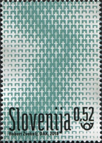 Eslovenia, 2018, cien años del fin de la I Guerra Mundial. Sello diseñado por Robert Žvokelj. Impresión en offset