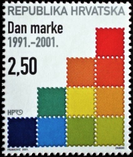 Croacia, 2001, Día del Sello, 10 años de sellos croatas. Sello diseñado por Orsat Franković. Impresión en offset