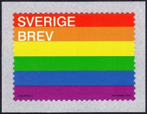 Suecia, 2016, Día Internacional del Orgullo LGBT. Sello diseñado por Lisa Rydell. Impresión en offset