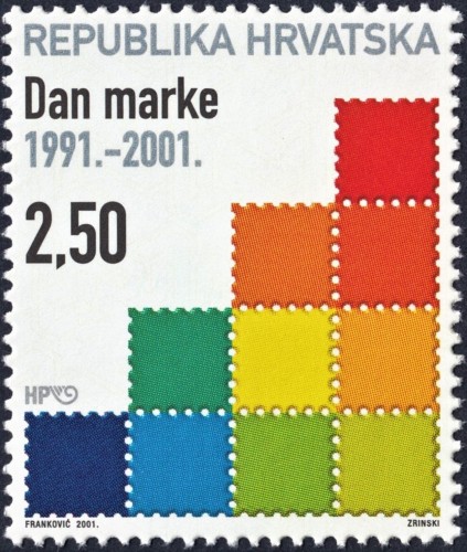 Croacia, 2001, Día del Sello, 10 años de sellos croatas. Sello diseñado por Orsat Franković. Impresión en offset