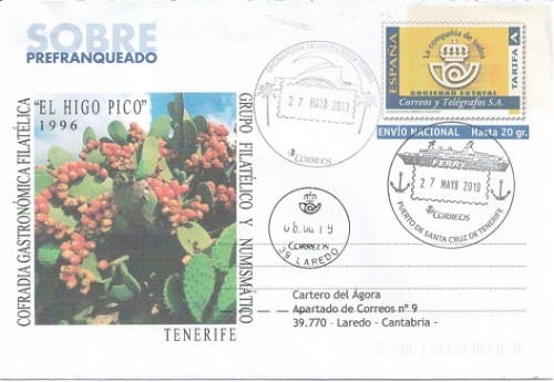 Matasellos turísticos de Tenerife en sobre prefranqueado
