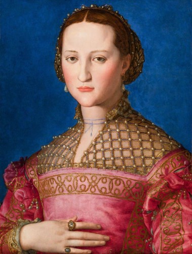 Retrato de Eleonora de Toledo (1543), de Agnolo Bronzino; óleo sobre tabla, 59 x 46 cm
