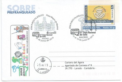 Sobre prefranqueado con matasellos de 51 Feria Nacional del Sello
