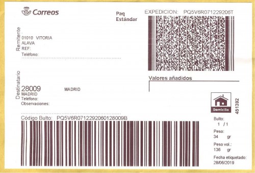 Etiqueta Grande. Nueva. Paq Estándar. No indica (Vitoria, sin precisar). 451392. Domicilio. Sin franqueo. 10x14,7. 2019-06-28. Baja.jpeg
