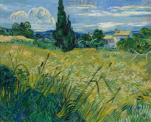 Vincent van Gogh, “Campo de trigo verde con ciprés” (1889); óleo sobre lienzo, 92.5 x 73 cm