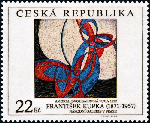 República Checa, 1998, Arte. František Kupka, “Fuga en dos colores”. Sello diseñado y grabado por Václav Fajt. Calcografía