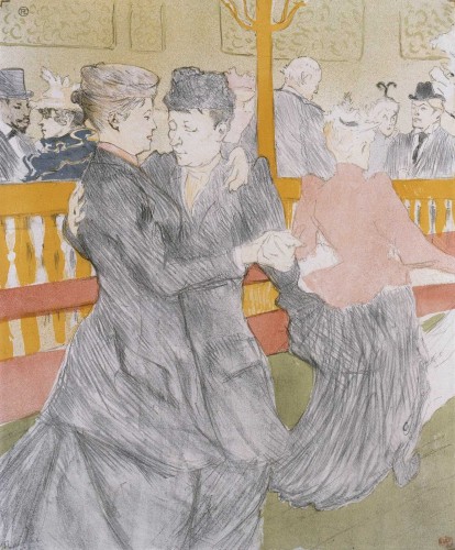 “Baile en el Moulin Rouge”, litografía en color de Toulouse-Lautrec (1897), 45.2 x 36 cm