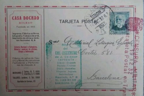 Censura falsa. Censura militar. Estafeta postal en tren. Del año 1932.jpg