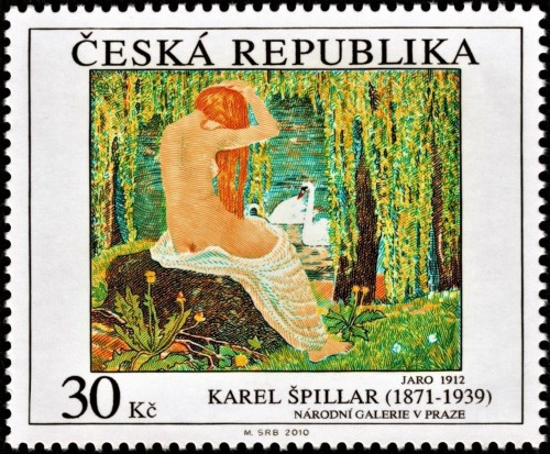 República Checa, 2010, Arte. “Primavera”, de Karel Špillar. Sello diseñado y grabado por Martin Srb. Calcografía