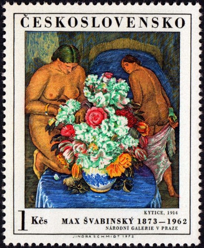 Checoslovaquia, 1972, Arte. Max Švabinský, “Ramo” (1914). Sello diseñado y grabado por Jindra Schmidt; calcografía