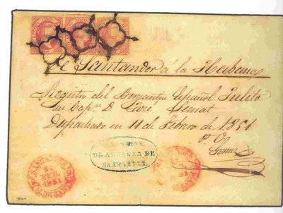 1851.  conocimiento de embarque .Santander a La Habana.