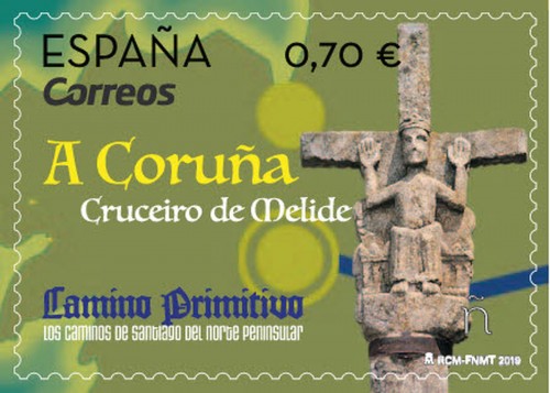 2019-09-05. Los Caminos de Santiago del Norte Peninsular. Camino Primitivo. Sello. A Coruña. Boceto. Baja.jpg