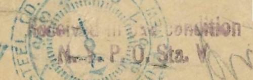 1918 Barcelona a NYC Muestras sin valor cerrtificado bad condition mark.jpg