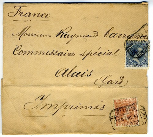 Faja de impresos certificados a Francia (1898)<br />Colección buzones
