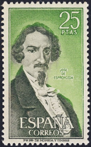 Sello español finalmente emitido de Espronceda en 1972; calcografía