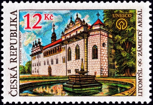 República Checa, 2002, Tesoros del país patrimonio de la UNESCO. Castillo de Litomyšl. Sello diseñado por Antonín Odehnal y grabado por Václav Fajt. Calcografía