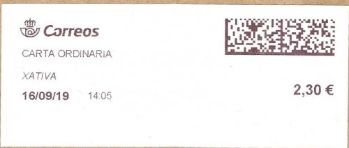 Etiqueta térmica digital. Nueva. Xativa. Carta ordinaria. 2019-09-16. 14.05. 4,2x10. 2,30 euros.jpg