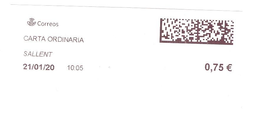 Etiqueta térmica digital. Nuevo Correos. Sallent. Carta ordinaria. 2020-01-21. 10.05. 4,1x10. 0,75 euros.jpg
