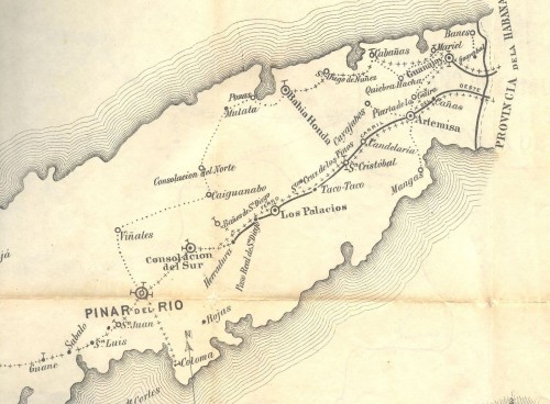Isla de Cuba. Plano de Comunicaciones. 1884. Provincia de Pinar del Río. Parcial. Baja.jpeg