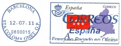 FPO. AF-107. Barcelona. Sta Coloma Gnet. O.P. 0800015. Azul. 2011-07-12.jpg