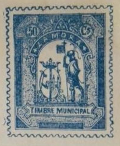 Zamora 50 cts, falso dentado y grecas