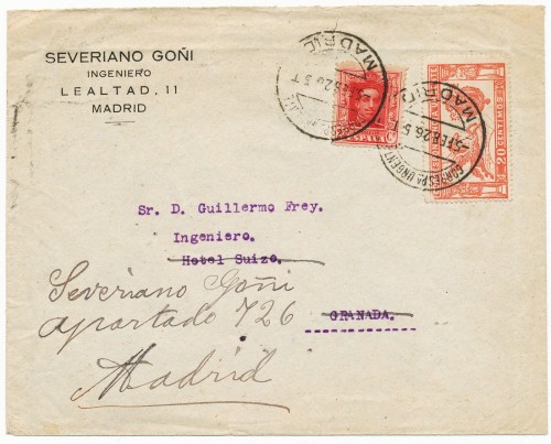 Ambulante. Linares-Granada. 1. 1926-02-06. Carta. Anverso. Baja.jpg