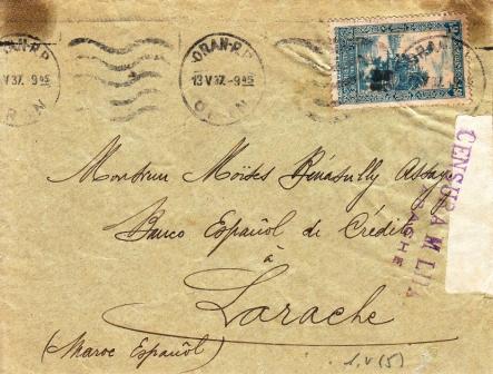 1937.05.13 Orán (Argelia)-Larache. Bandeleta y CM Larache. Tránsito Rabat 14.05. Lleg 15.05. Web.jpg