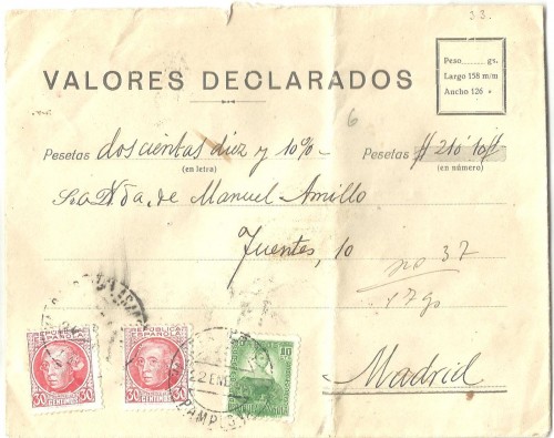 Ambulante. Pamplona-Castejón. Ambte. Descte. Certificado. 1936-01-22. Carta. Anverso. Baja.jpg