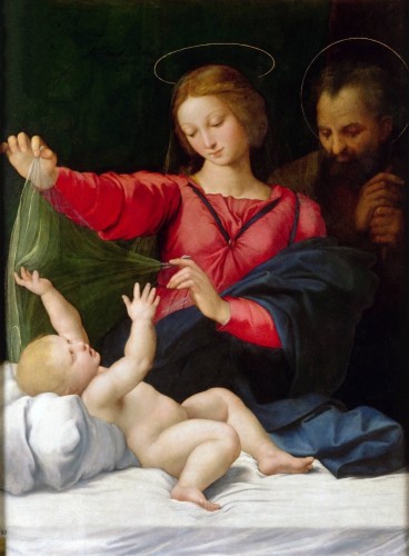 Rafael, &quot;Virgen de Loreto&quot;, conocida también como &quot;Virgen del velo&quot; (1509); óleo sobre tabla, 120 x 90 cm