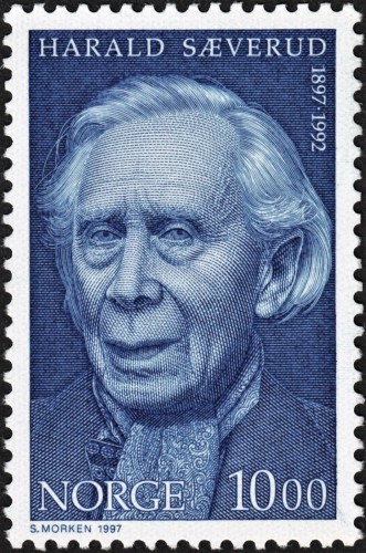 Noruega, 1997, retrato de Harald Sæverud. Sello diseñado y grabado por Sverre Morken. Impresión en calcografía