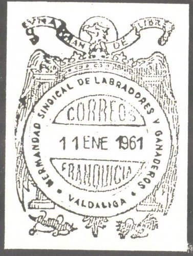 Franquicia. Santander. Valdaliga. Hermandad Sindical de Labradores y Ganaderos. Valdaliga. 1961-01-11. Baja.jpg