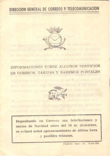 Informaciones sobre algunos servicios de Correos, tarifas y baremos postales. (1963). Baja.jpg