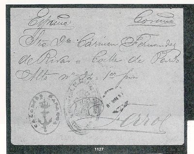 1888 - Sobre circulado desde las islas Bisayas a España. Marca de franquicia &quot;COM. GRAL. DE BISAYAS Y MINDANAO / ESTADO MAYOR&quot;. Encaminada hacia Manila por el &quot;CAÑONERO PARAGUA&quot; (buque de guerra de 80 Tn. que ejercía la vigilancia en estas rutas comerciales contra los piratas)