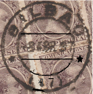 Circulo ext. 31 mm. Estrellas. 1893.