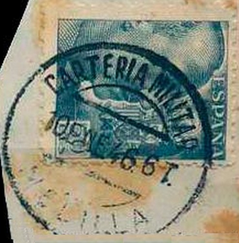 Ordinario. Puente abierto. Melilla. Cartería Militar. 1946-01-10-6T. Baja.jpg
