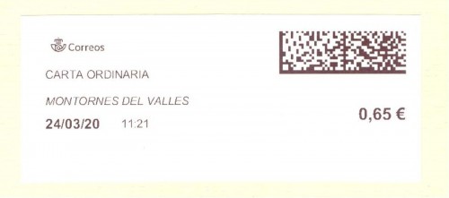 Etiqueta térmica digital. Nuevo Correos. Montornés del Vallés. Carta ordinaria. 2020-03-24. 11.21. 4,2x10. 0,65 euros. Baja.jpg