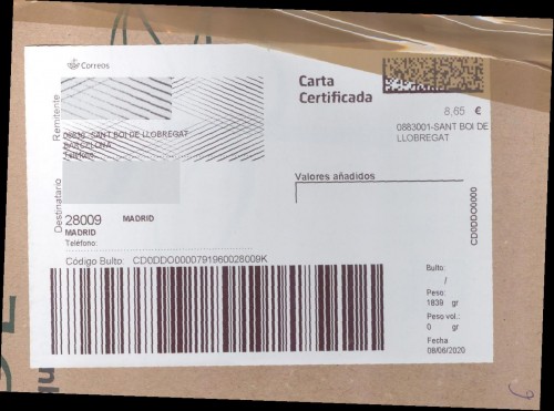Etiqueta Grande. Nuevo Correos. Carta certificada. 08836001-Sant Boi de Llobregat. Inicio código. No lleva. 8,65. 10x14,6. 2020-06-08. Baja.jpg