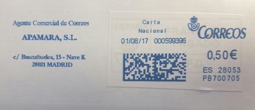 Franqueo digital. Azul. PB700705. 28053. Carta Nacional. 2017-08-01. Baja.jpg