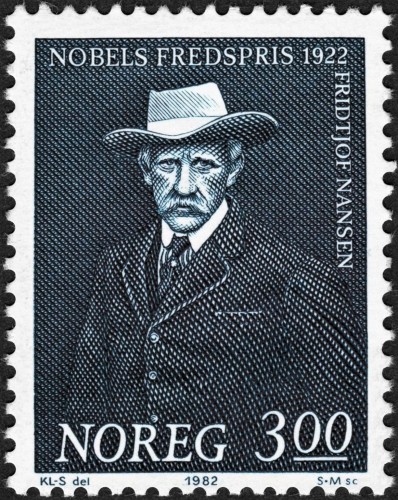 Noruega, 1982, Fridtjof Nansen. Sello diseñado por Knut Løkke-Sørensen y grabado por Sverre Morken. Impresión en calcografía.