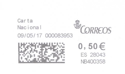 Franqueo digital. Azul. NB400358. 28043. 2017-05-09. Carta Nacional. Color negro.jpg