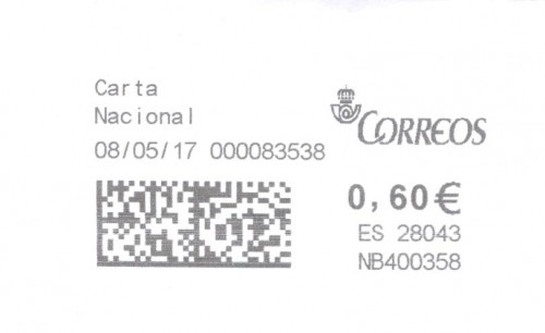 Franqueo digital. Azul. NB400358. 28043. 2017-05-08. Carta Nacional. Color negro.jpg