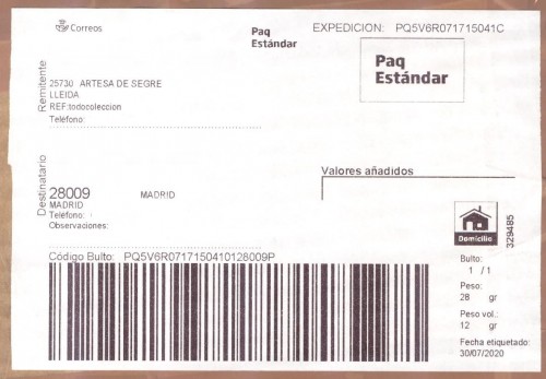 Etiqueta Grande. Nuevo Correos. Paq Estándar. No indica (Artesa de Segre, sin precisar). 329485. Domicilio. Sin franqueo. 10x14,6. 2020-07-30. Baja.jpg