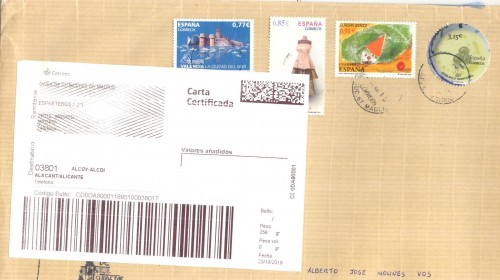 Etiqueta Grande. Nuevo Correos. Carta certificada. No indica (Madrid, Suc 67, sin precisar). Inicio código. Sin franqueo. 10x14,8. 2019-10-23. Baja.jpg